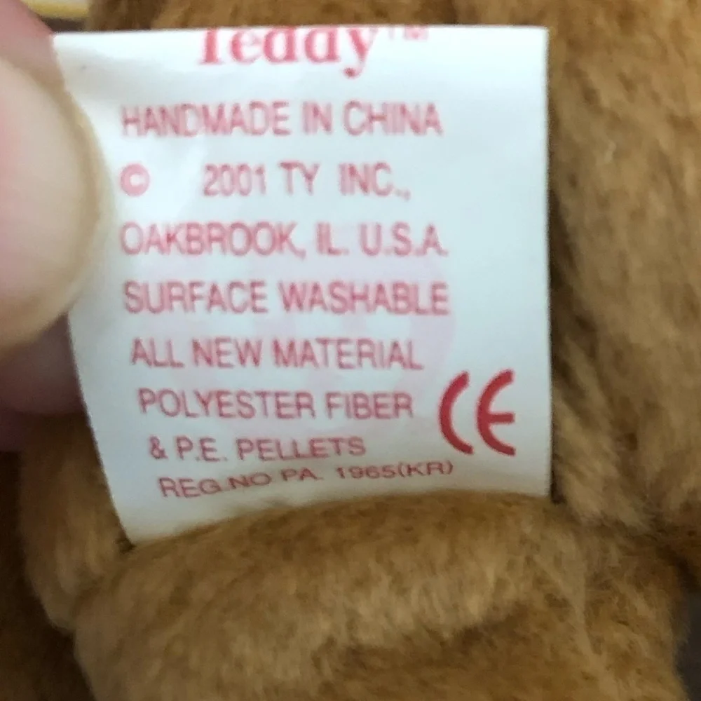 TY Handmade The jingle Beanies Collection 1997 Holiday Teddy O/S Brown Red